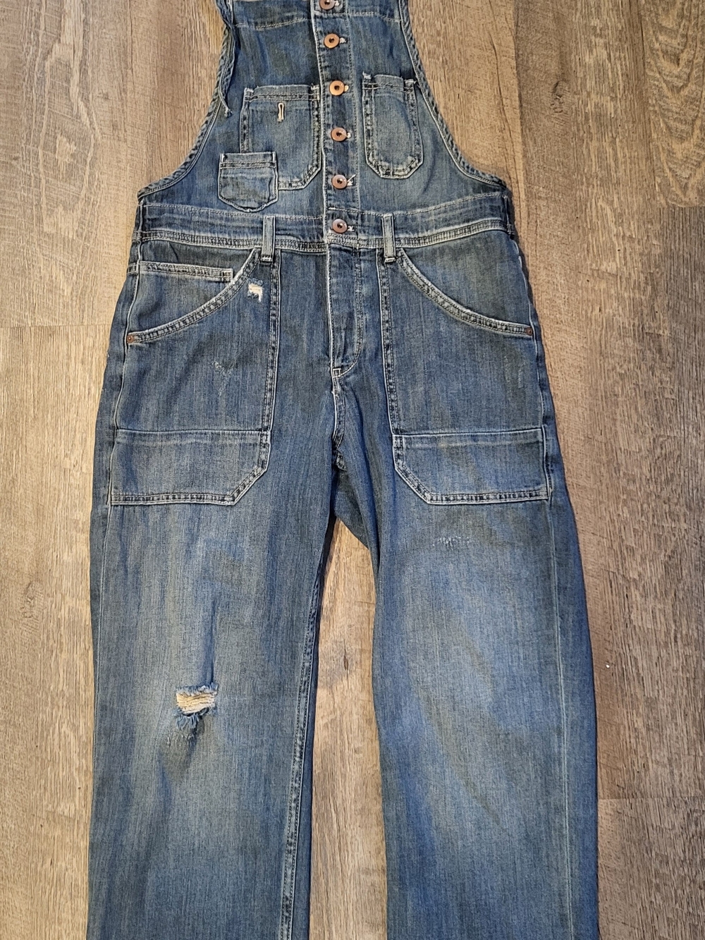 Pilcro By Anthropologie Relaxed Blue Denim Overalls